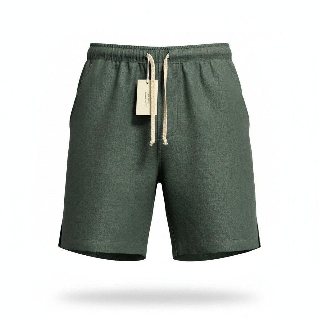 Alex Crane Bo Shorts Men S Pine Green Linen Drawstring Casual Summer Beach